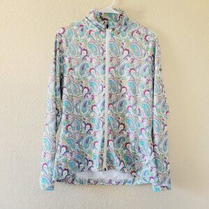 Peter Millar Womens E4 Zip Shirt Jacket Sz Large Paisley Lightweight Golf upf 50